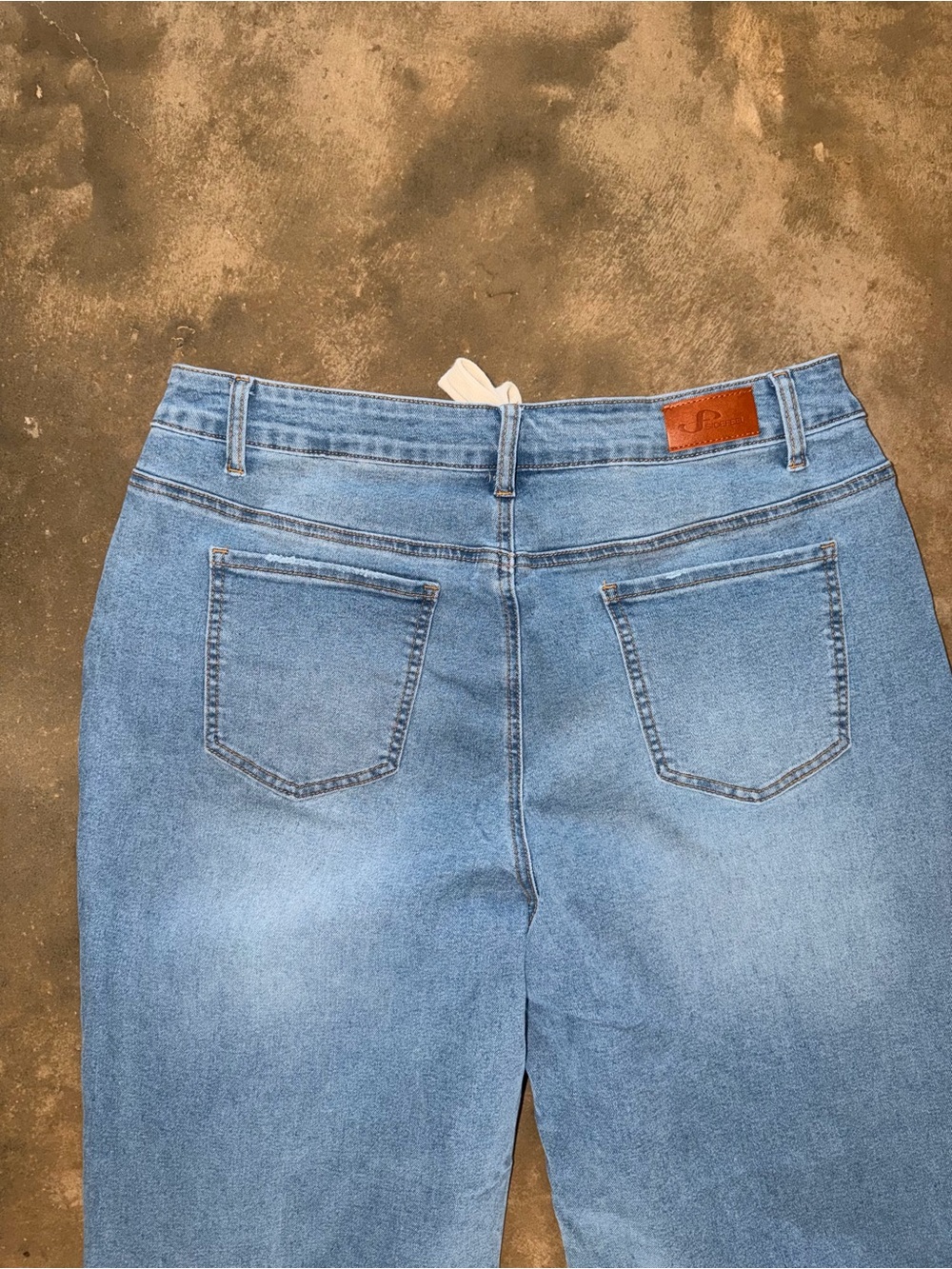 Sidefeel NWOT Size 16 Wide Leg Jeans Light Wash Cuffed Hem Drawstring - Picture 4 of 12